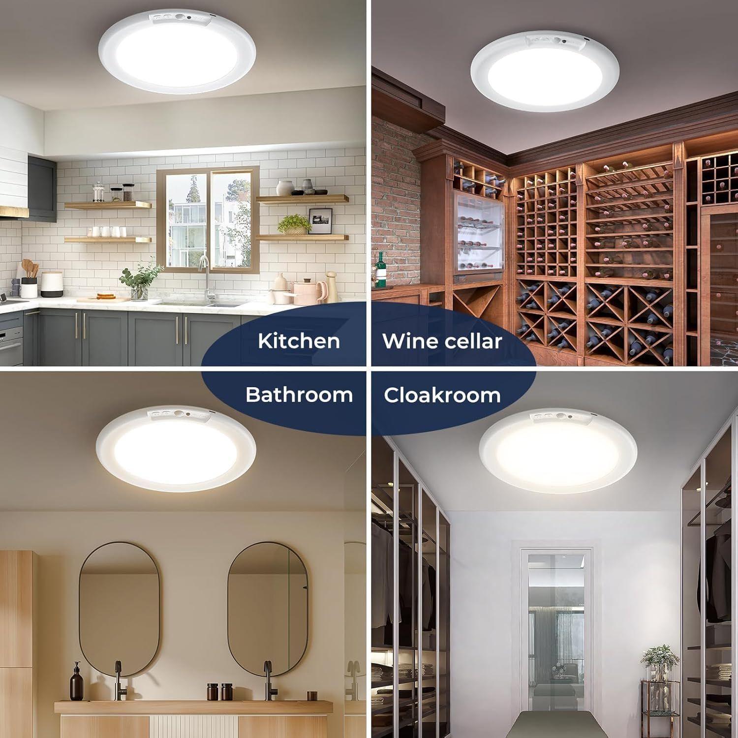 Premium Magnetic Wireless Ceiling Lights – 2 Pack, Rechargeable Motion Sensor with Remote