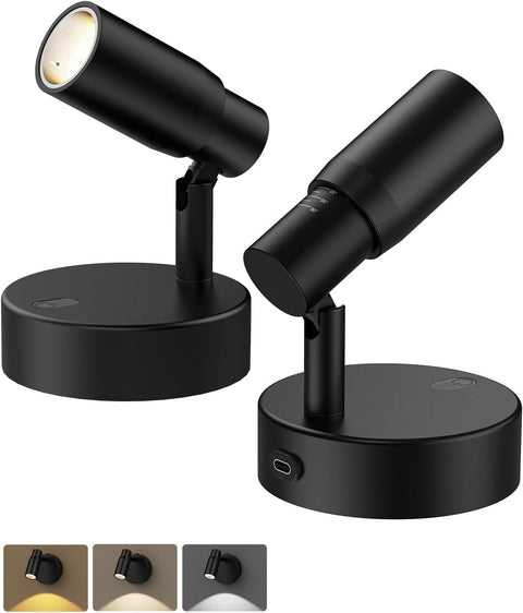 Premium Rechargeable Zoomable Spotlights – Black 2 Pack, 6000mAh Battery & Remote