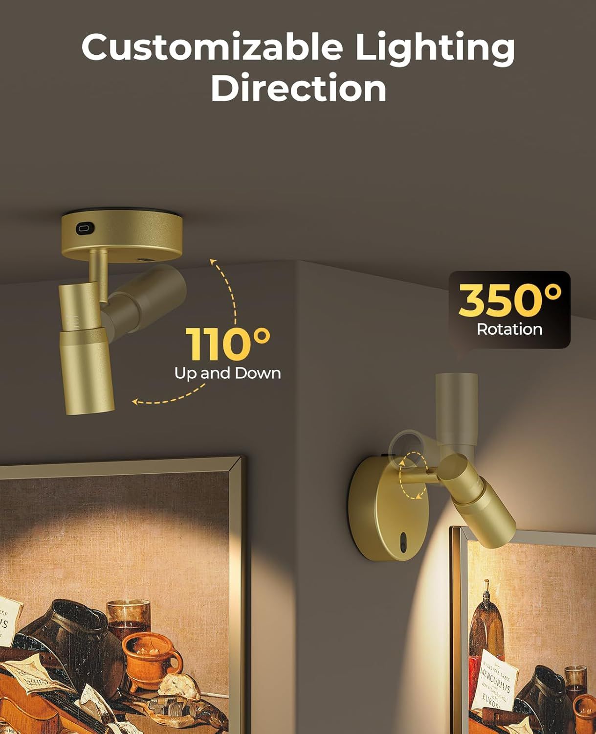Premium Rechargeable Zoomable Spotlight – Gold, 6000mAh Battery with Remote Control