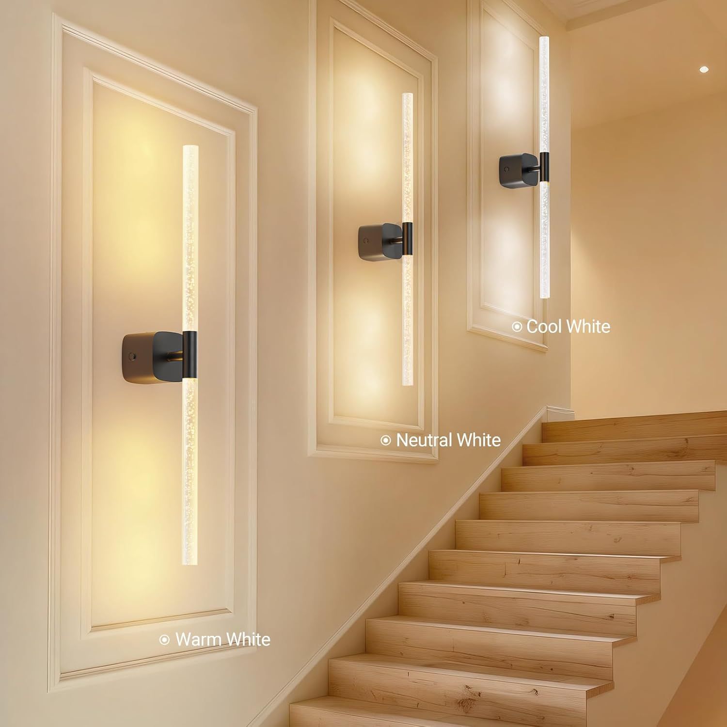 Premium Battery Operated Wall Sconces – Black 23.62 Inch 2 Pack, Remote & 360° Rotation