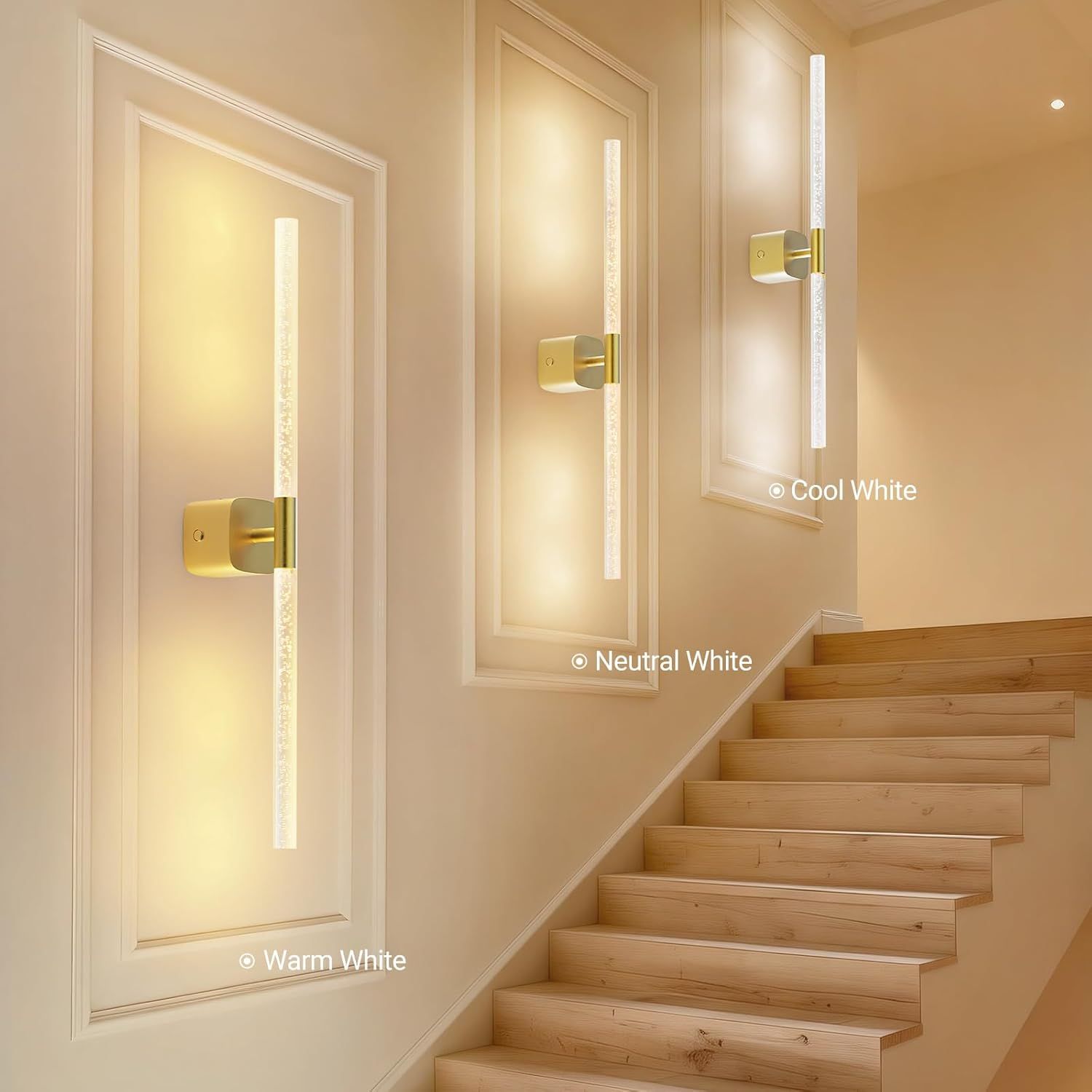 Premium Battery Operated Wall Sconces – Gold 23.62 Inch 2 Pack, Remote & 360° Rotation