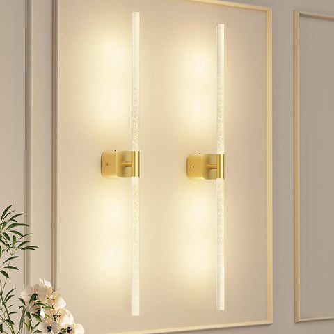 Premium Battery Operated Wall Sconces – Gold 31.49 Inch 2 Pack, Remote & Touch Control
