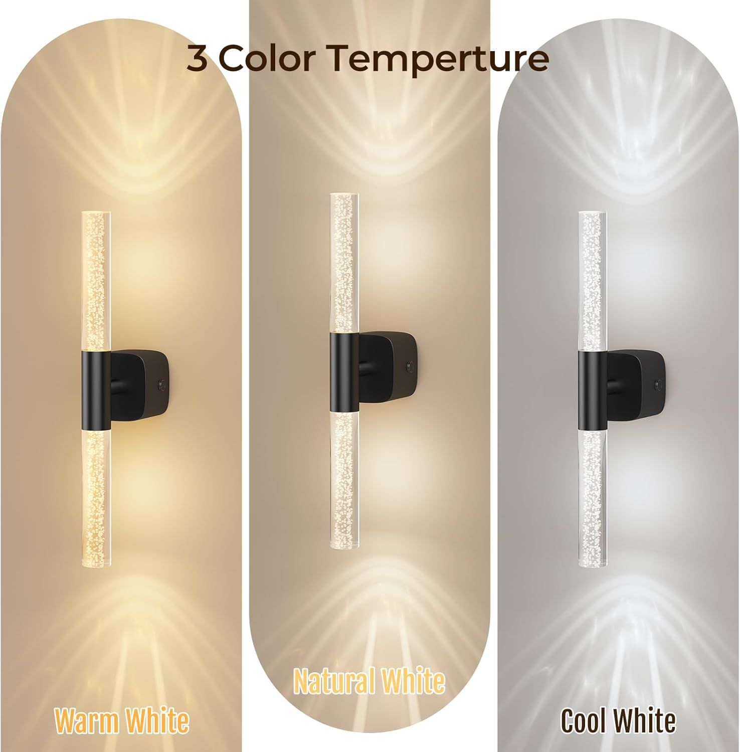 Premium Battery Operated Wall Sconces – Black 16 Inch 2 Pack, 12000mAh Remote Control