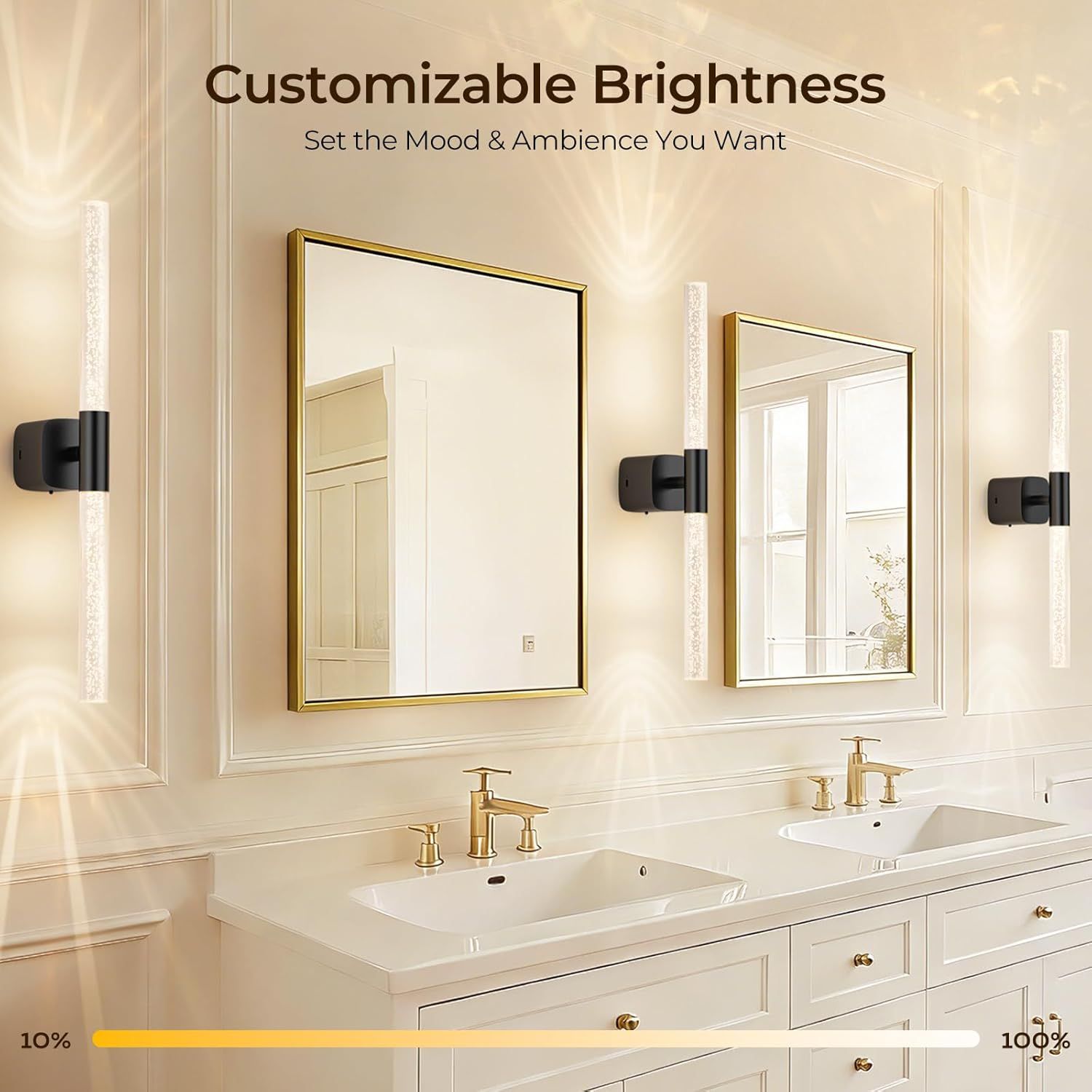 Premium Battery Operated Wall Sconces – Black 2 Pack, 12000mAh Battery & 350° Rotation