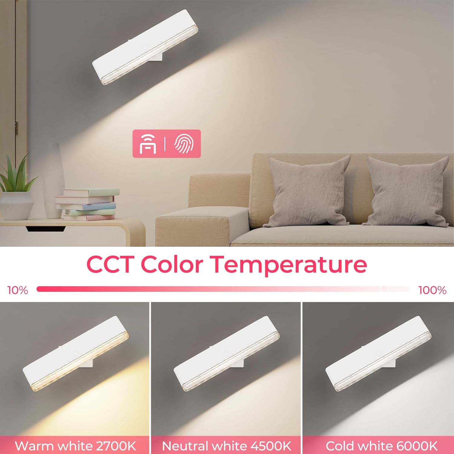 Premium Wireless Vanity Lights – 2 Pack, 4000mAh USB-C Rechargeable with CRI >90
