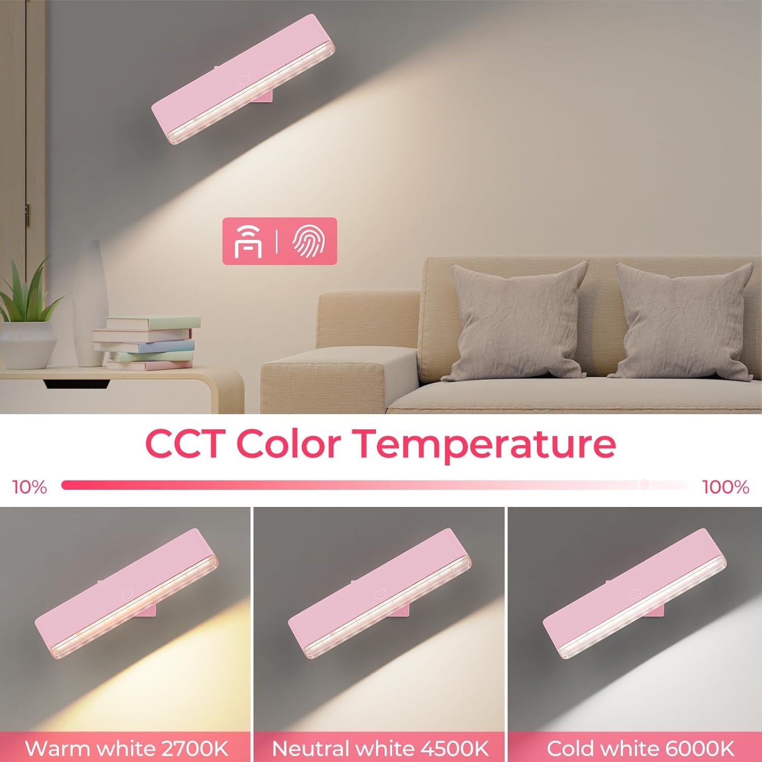 Premium Wireless Vanity Lights – 2 Pack, 4000mAh USB-C Rechargeable with 360° Rotation
