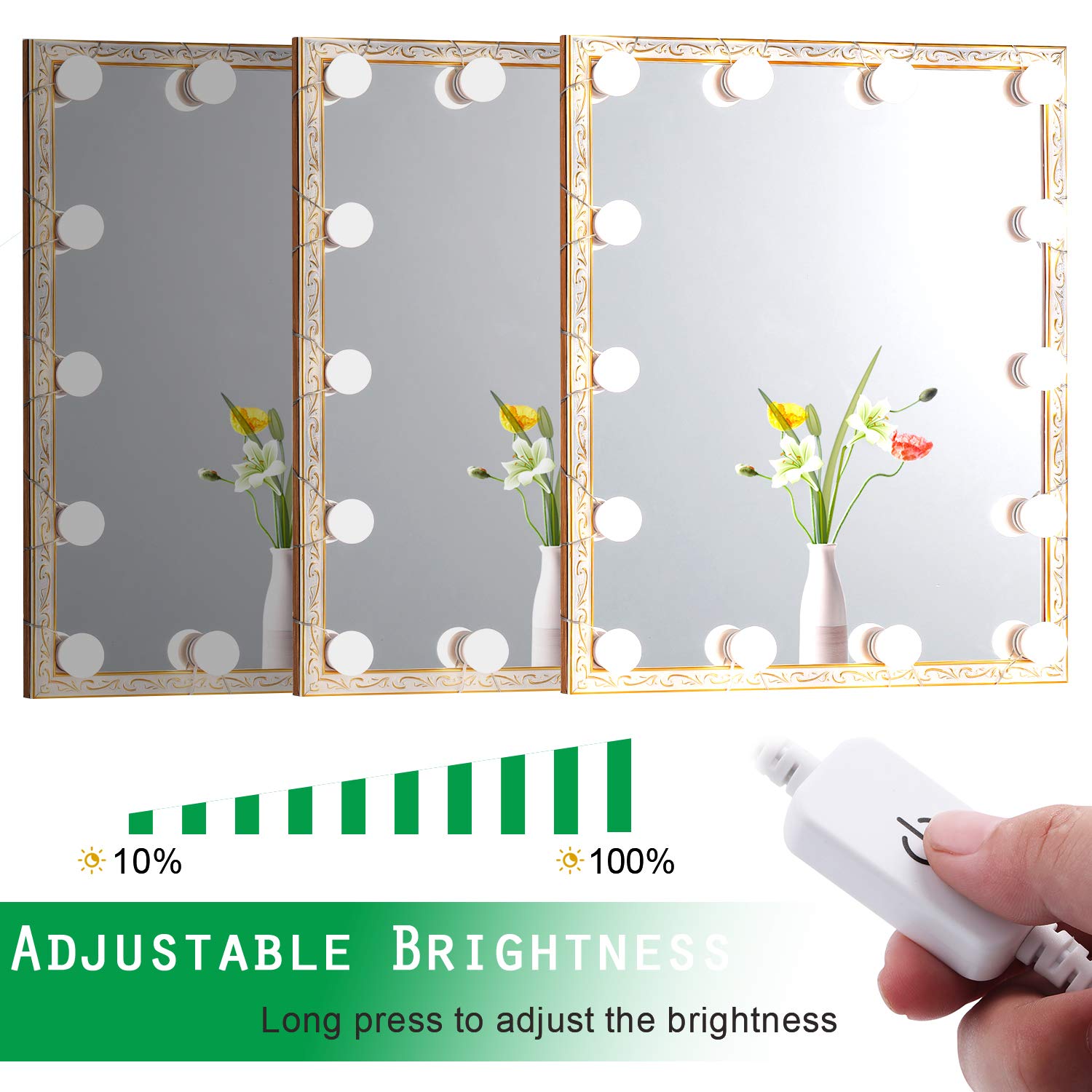 Hollywood LED Vanity Mirror Lights Kit 14 Bulbs 4000K USB Dimmable