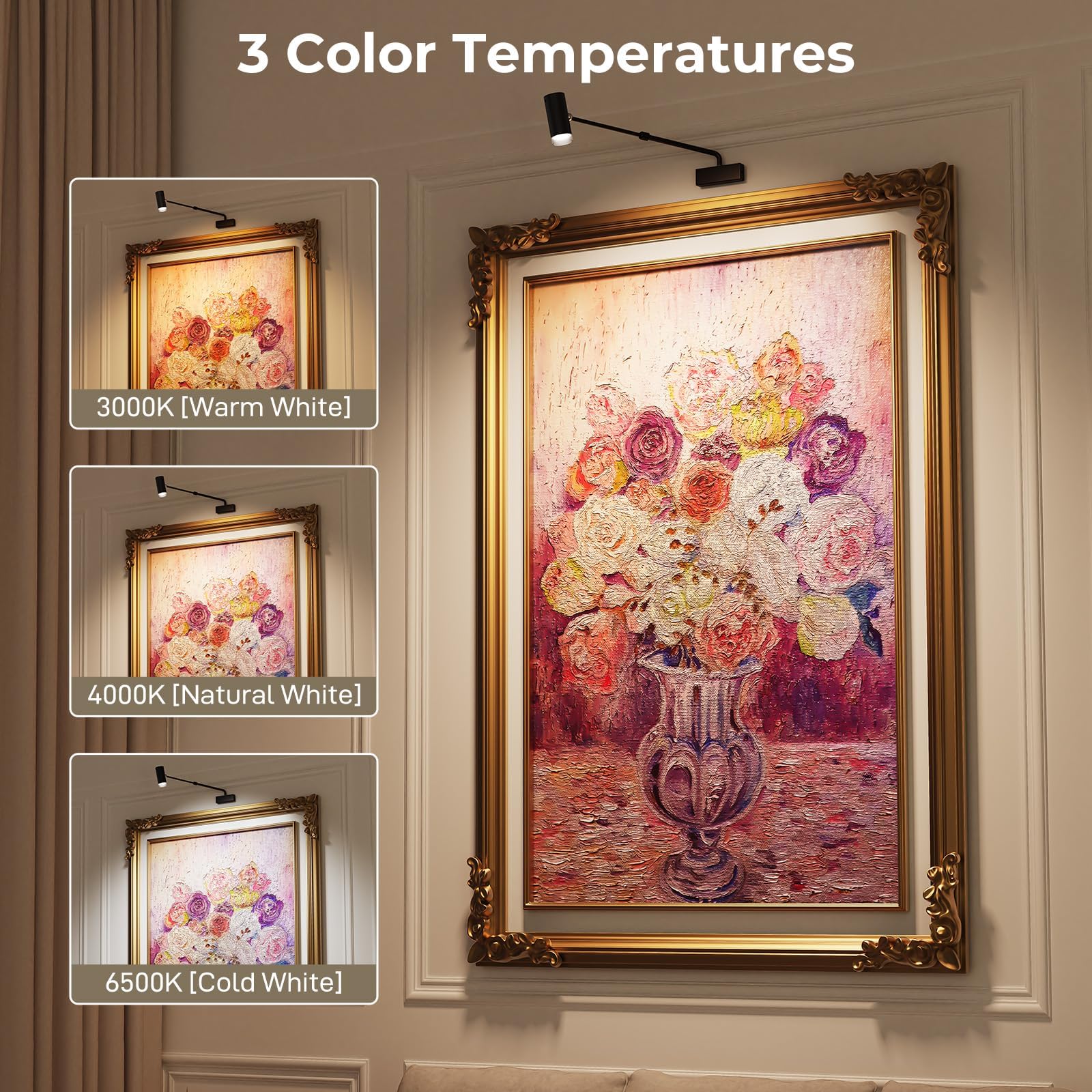 Rechargeable Adjustable Wall Sconce, 4000mAh Battery, Dimmable LED Art Light, 20-35cm - SuperSaverAU - view 3
