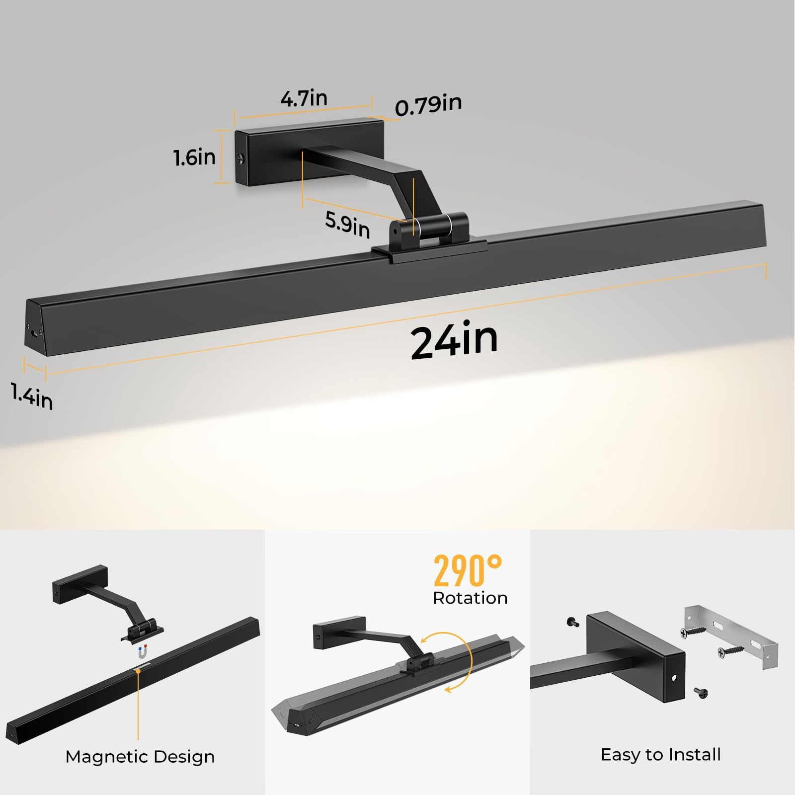 V1171 24in Battery-Powered Wall Picture Light, CCT Dimmable with Remote Control - SuperSaverAU - view 8