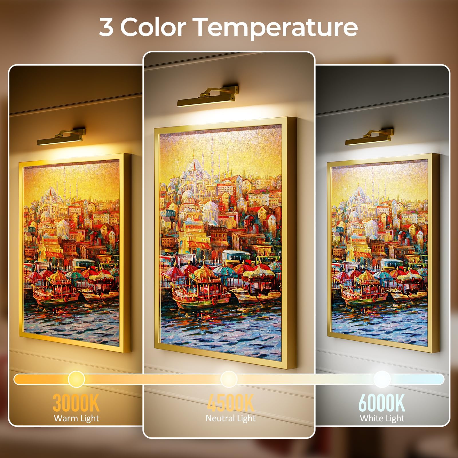V1171 Battery Operated Picture Light 16in, Remote Control, Dimmable, Gold - SuperSaverAU - view 2
