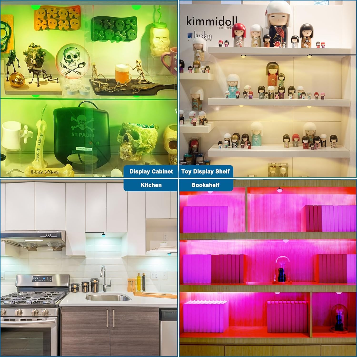 RGB Under Cabinet Puck Lights Kit, Color Changing LED, Aluminum, 2 PCS - SuperSaverAU - view 5