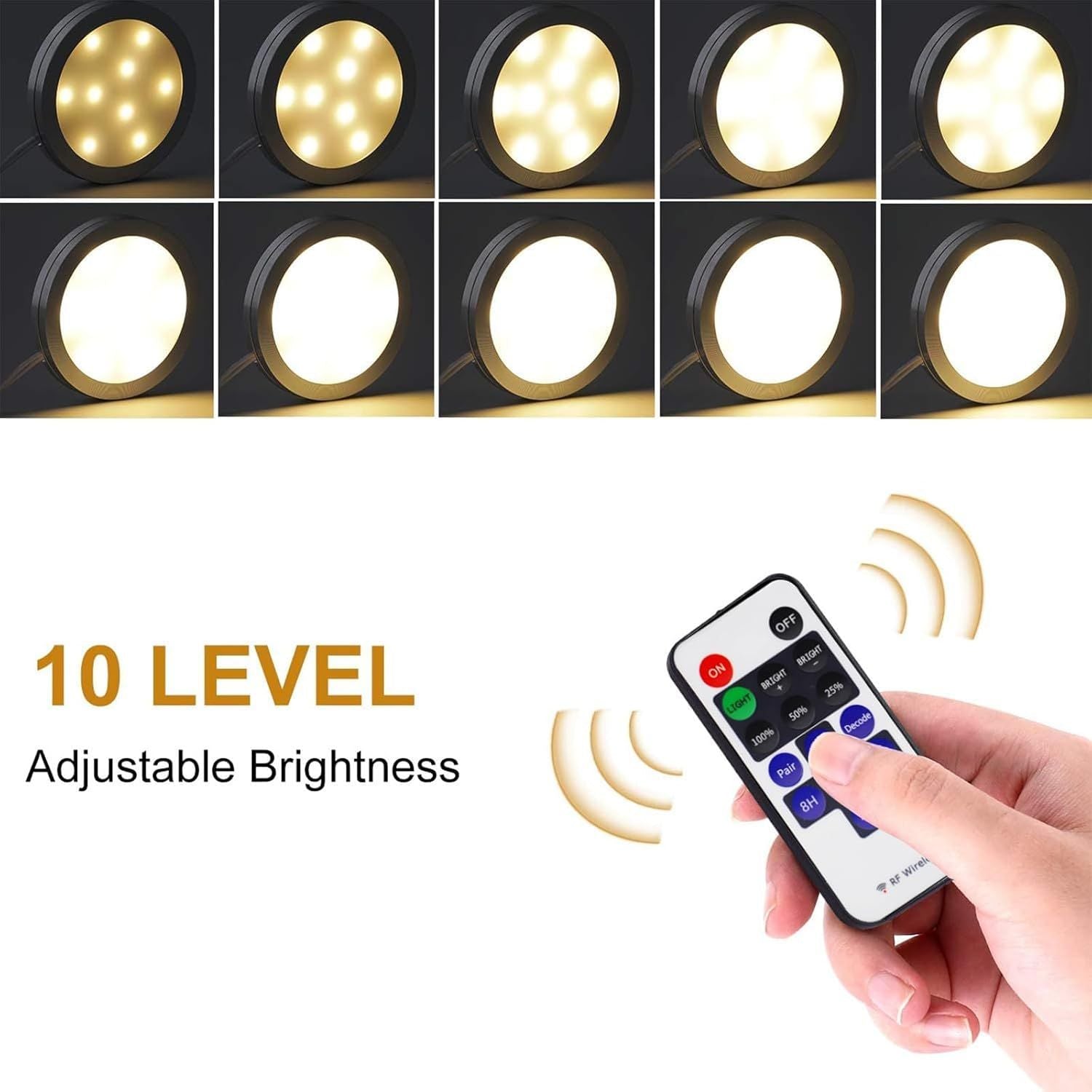 Premium Dimmable LED Under Cabinet Puck Light Kit – Warm White 3 Pack with Remote