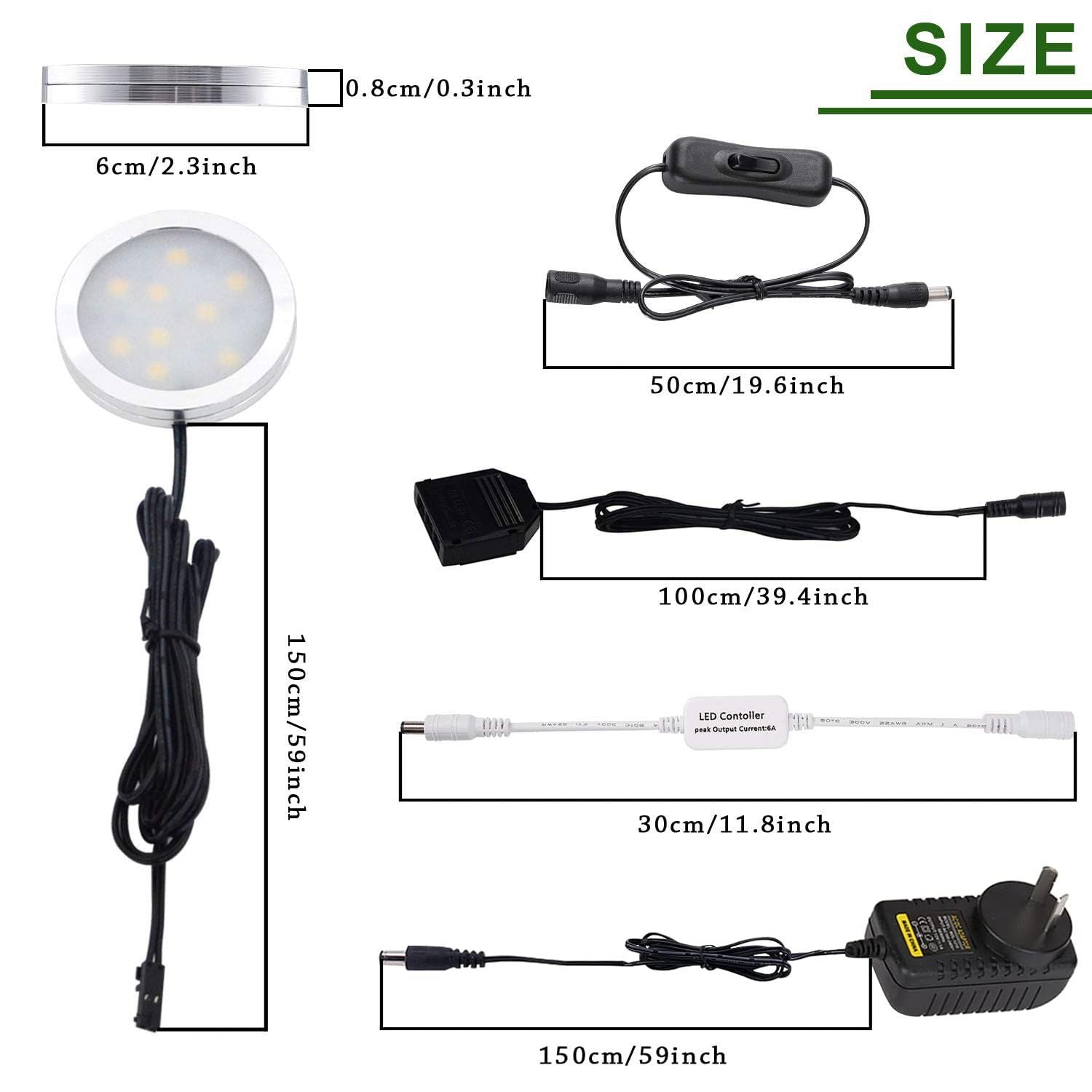 Premium Round Display LED Puck Lights – Daylight White 3 Pack with Remote