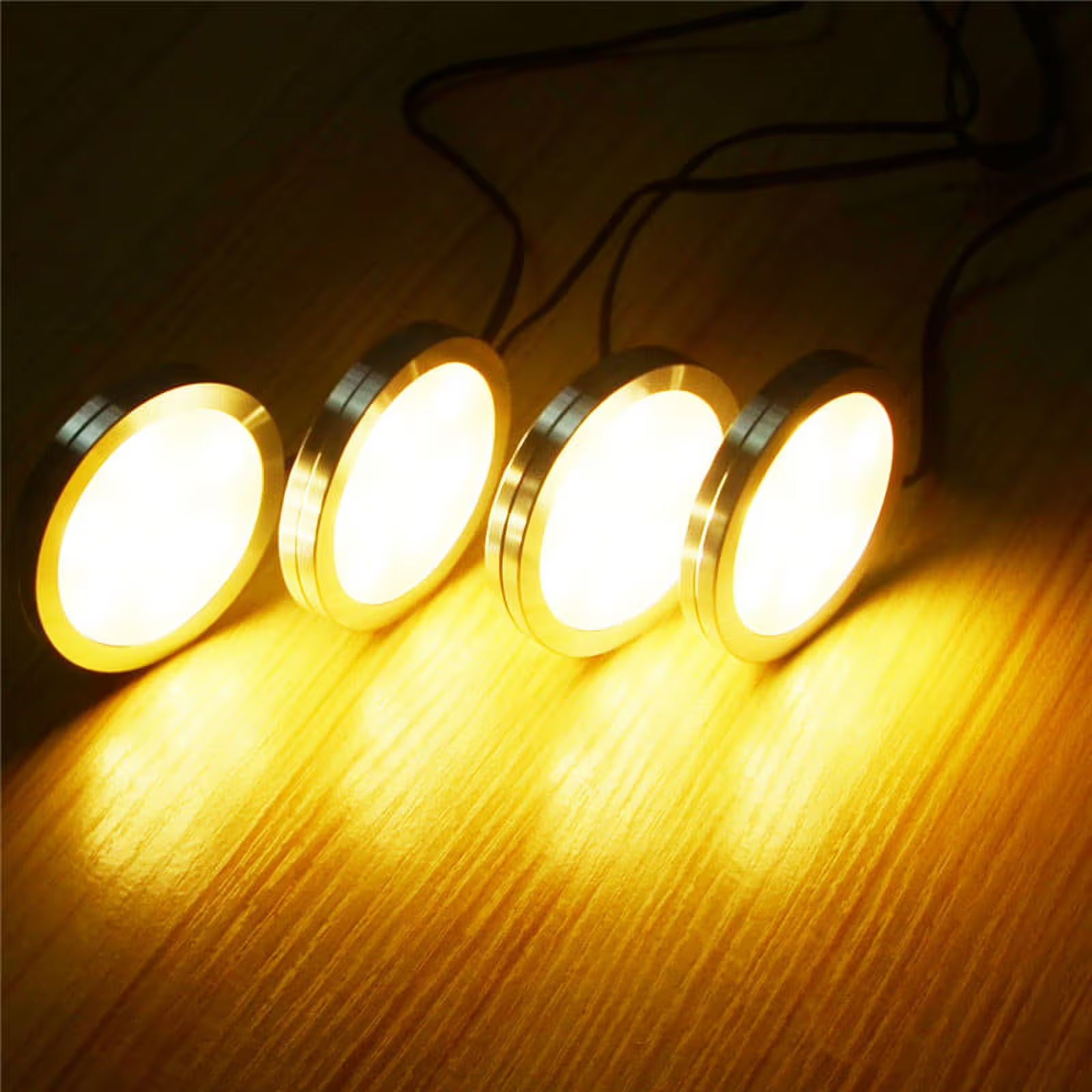Premium Under Cabinet LED Puck Lights – Warm White 10 Pack, 12V Hardwired Design