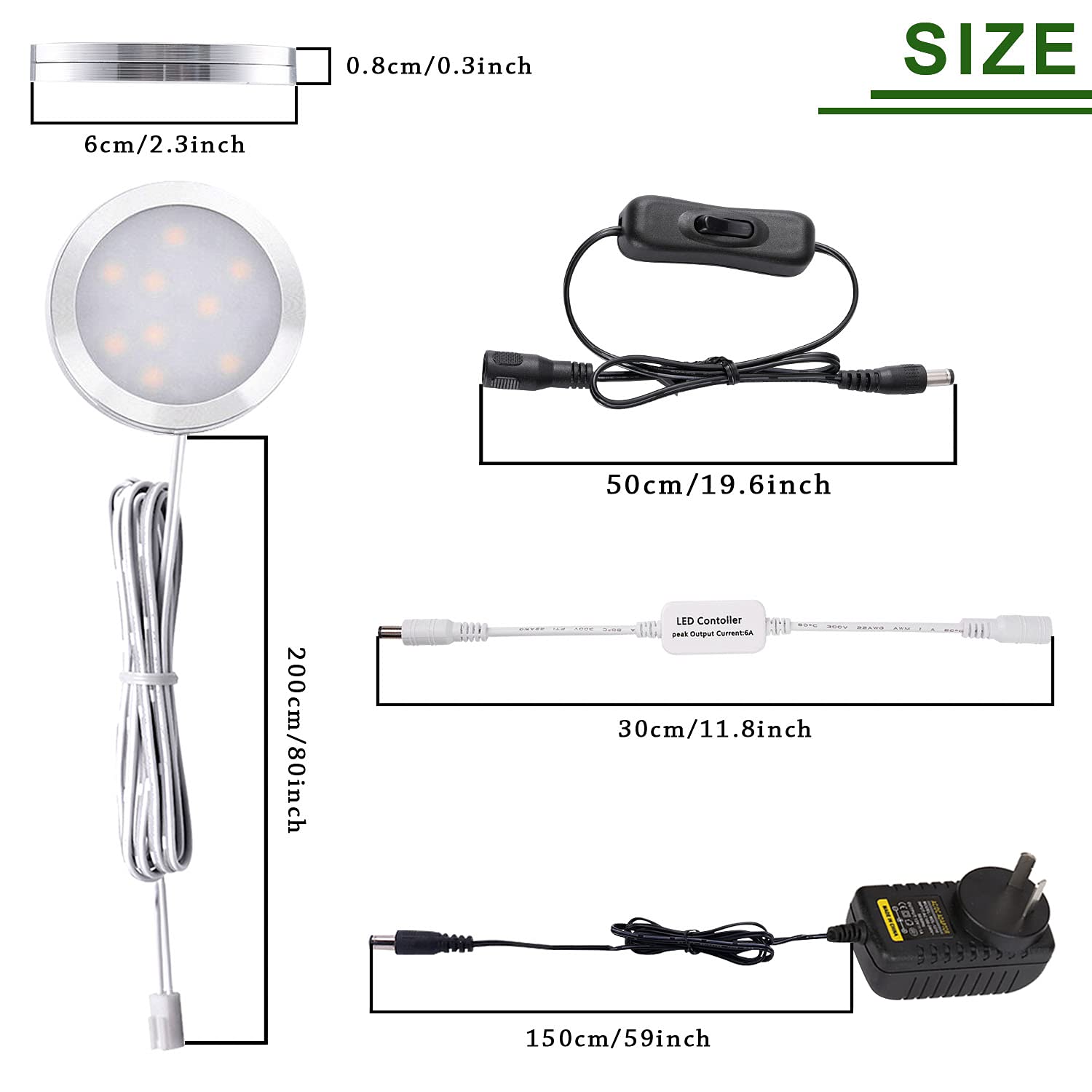 Dimmable LED Under Cabinet Lighting Kit, 6 Ultra Slim Puck Lights with Remote - SuperSaverAU - view 2