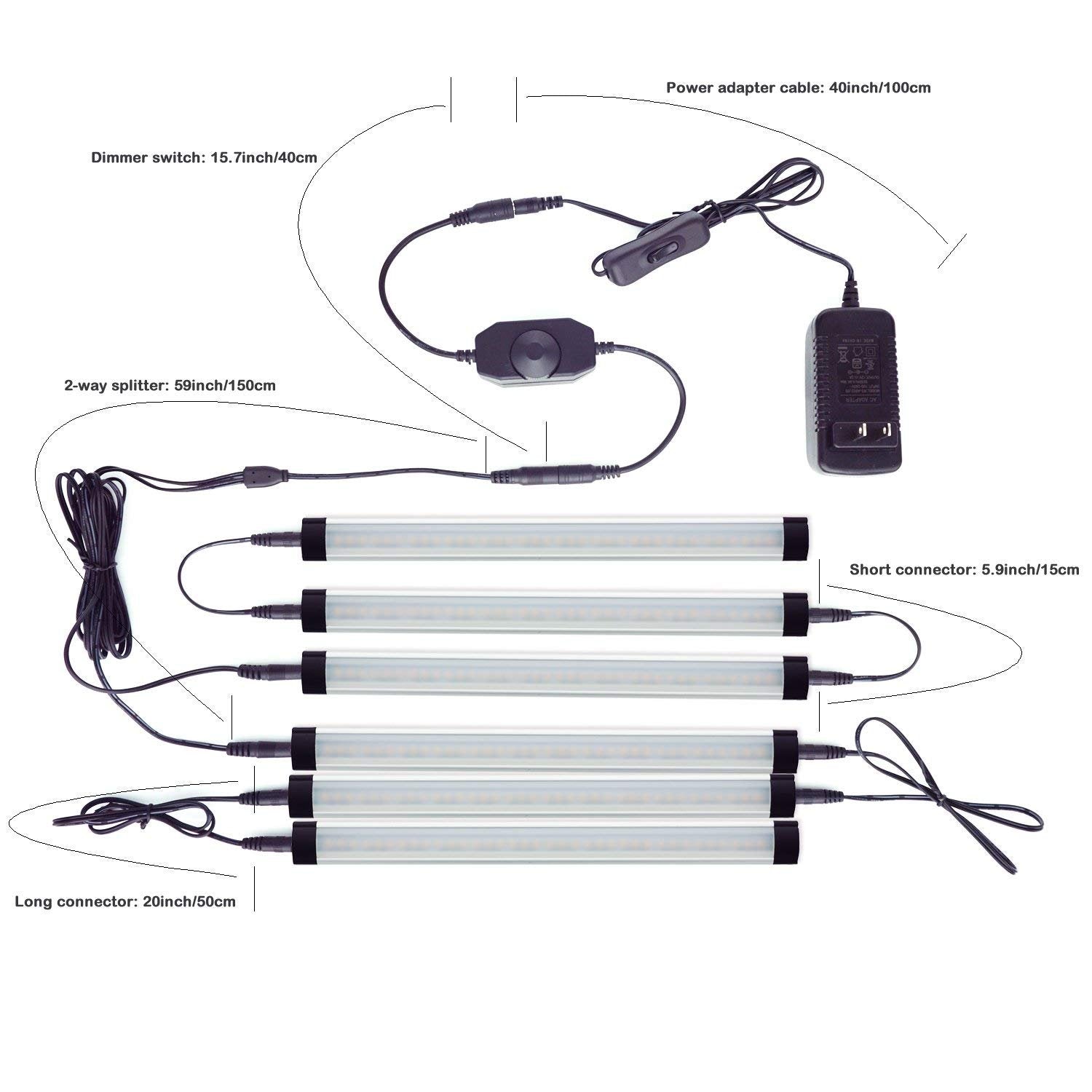 Dimmable LED Under Cabinet Lighting Bar Kits, Linkable, 8 Panels, Cold White - SuperSaverAU - view 5