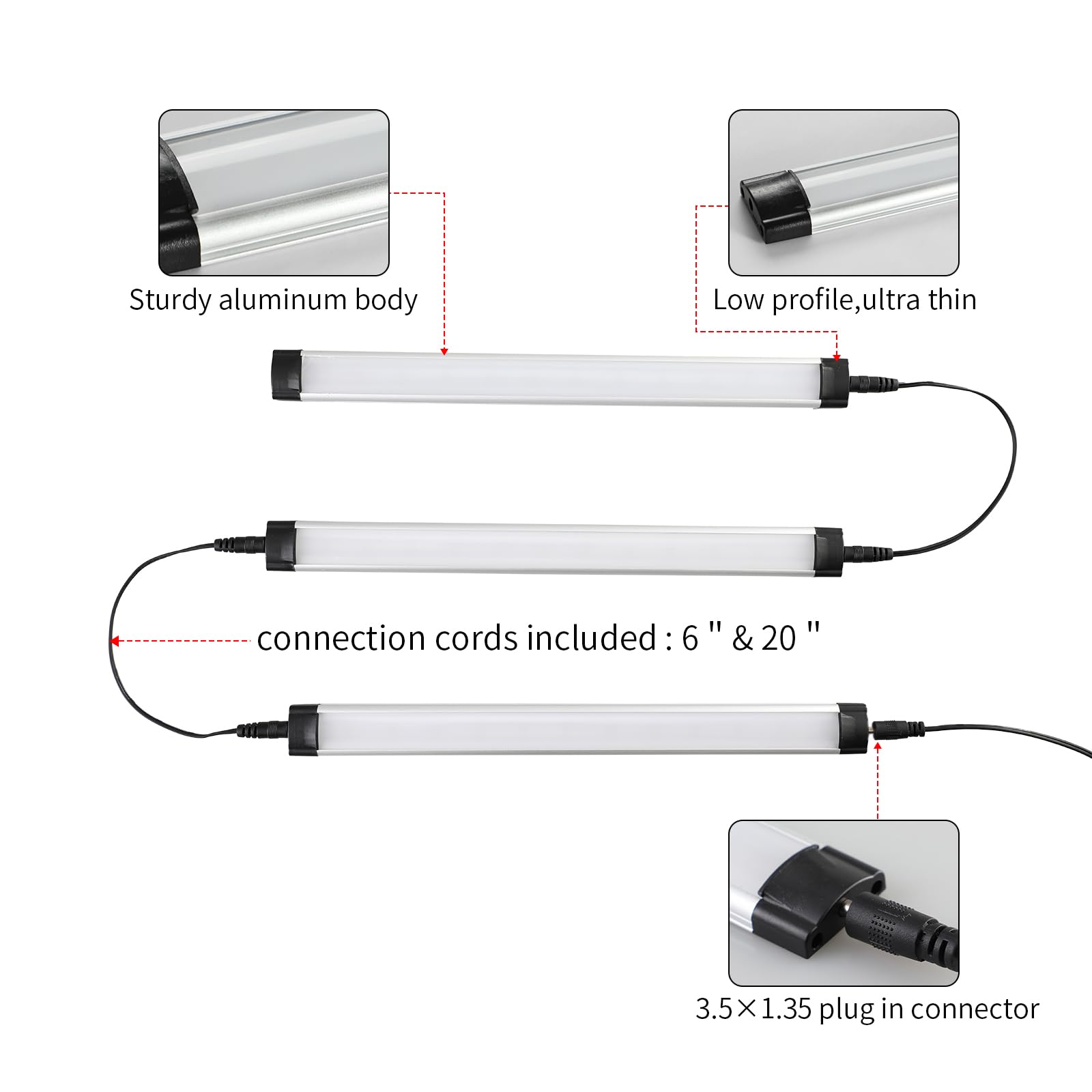 Dimmable LED Under Cabinet Lighting Bar Kit, 3 Panels, Linkable, Warm White - SuperSaverAU - view 5