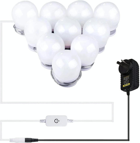 Hollywood LED Vanity Mirror Lights Kit, 4000K Natural White, 10 Bulbs, Dimmable, 12V - SuperSaverAU - view 1