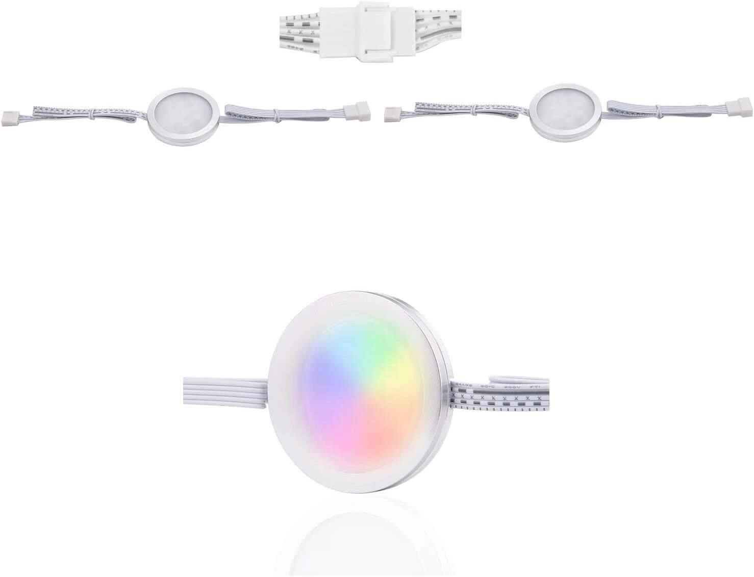 RGBWW Under Cabinet Lighting Kit, 10 Pack Linkable LED Puck Lights with Remote - SuperSaverAU - view 6