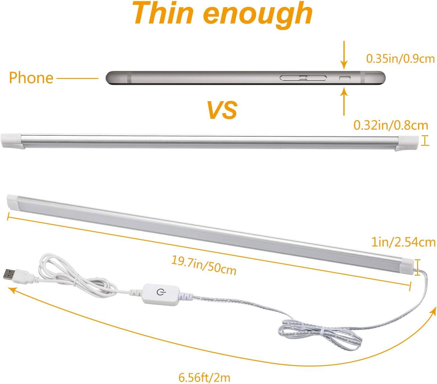 Premium Dimmable USB LED Light Bars – 50cm 2 Pack, Touch Sensor & 3 Colour Modes