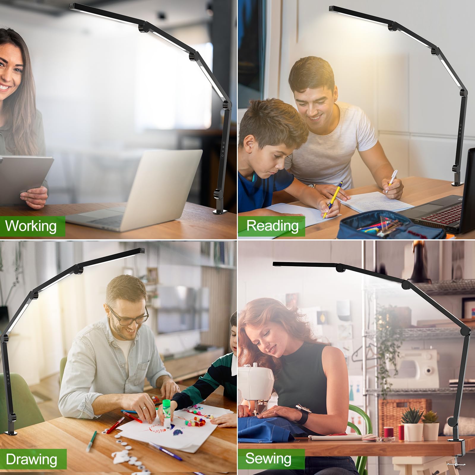 LED Desk Lamp, Foldable Table Lamp with 360 Rotation, 4 Color Temps, 5 Brightness Levels, Black - SuperSaverAU - view 7