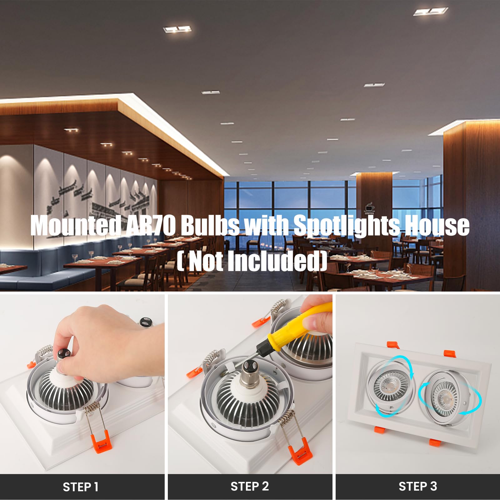 AR70 LED Light Bulb 7W BA15D B15 Base, Warm White, 4 Pack, 85% Energy Saving - SuperSaverAU - view 5
