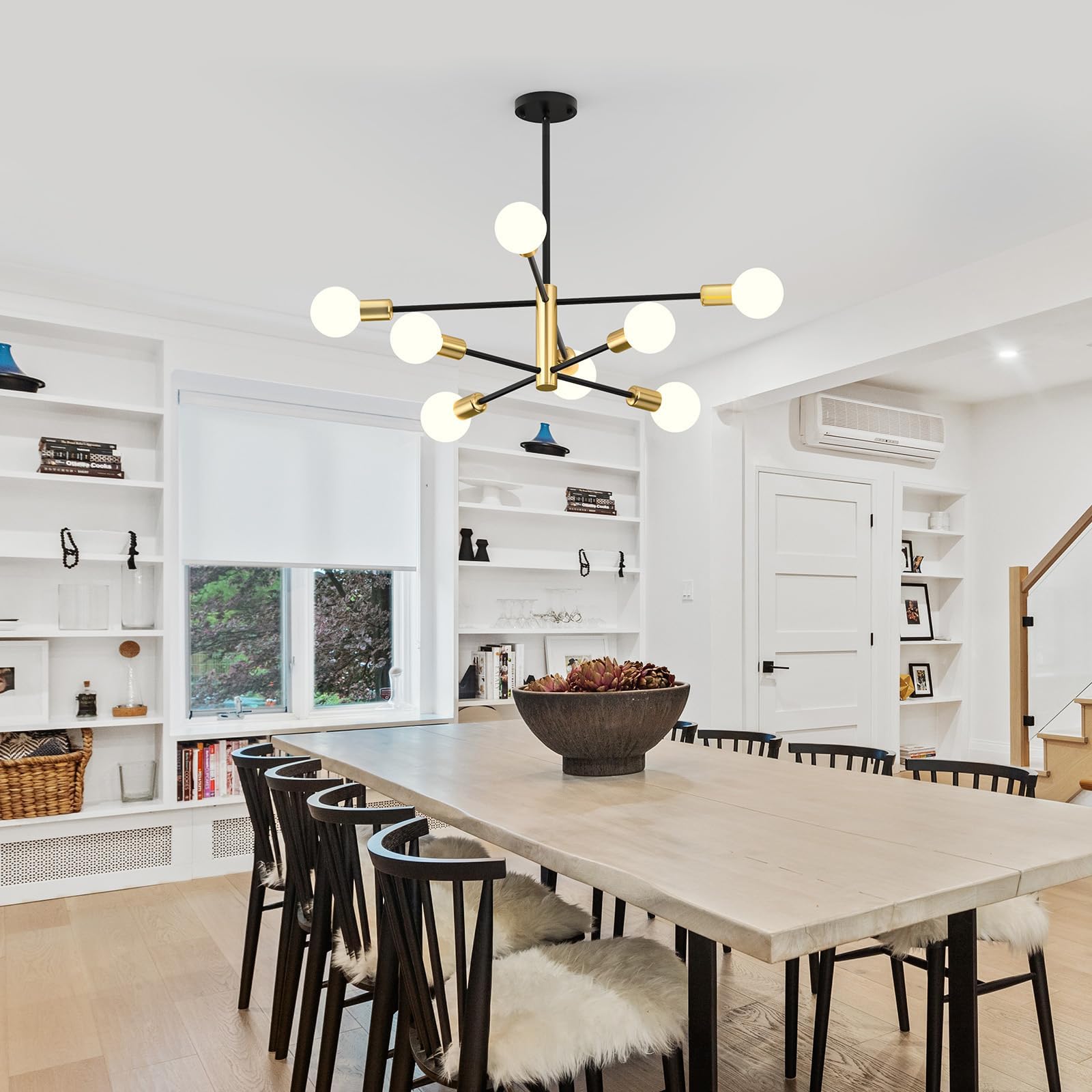 Modern Sputnik Chandelier 8 Lights, Height Adjustable, Sloped Ceiling Adapter - SuperSaverAU - view 7