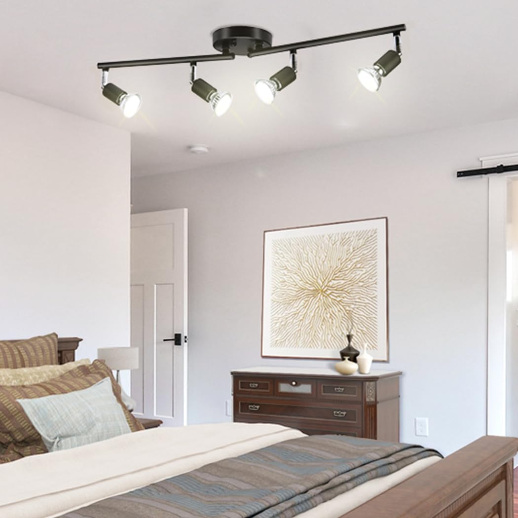 LED Ceiling Light, 4 Way Rotatable Spot Lights, Flexible Design, Black, GU10 Bulb Trims - SuperSaverAU - view 2