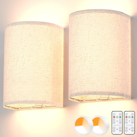 Battery Operated Wall Sconces Set of 2, Rechargeable, Dimmable with Remote, Timer - SuperSaverAU - view 1