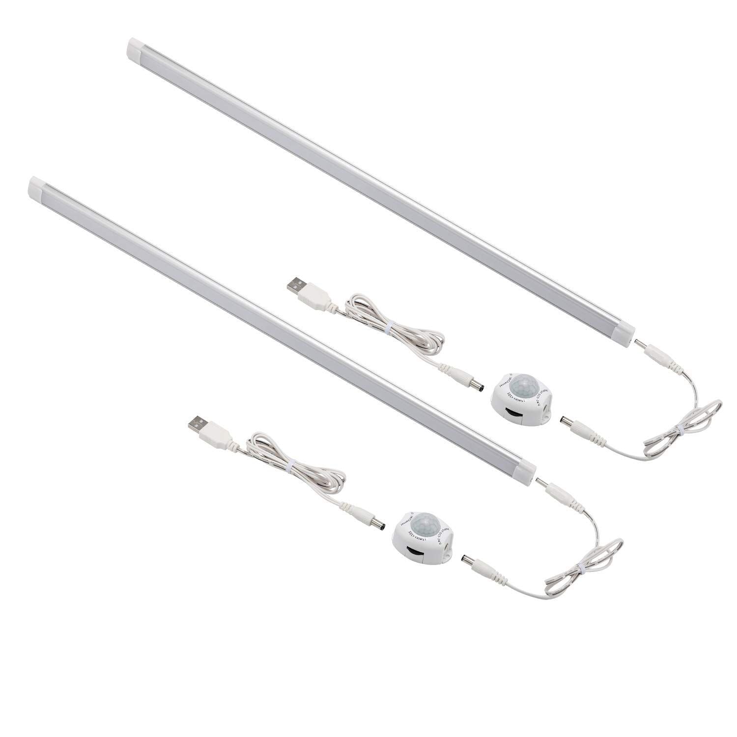 Premium Motion Sensor USB Cabinet Lights – Natural White 20 Inch 2 Pack