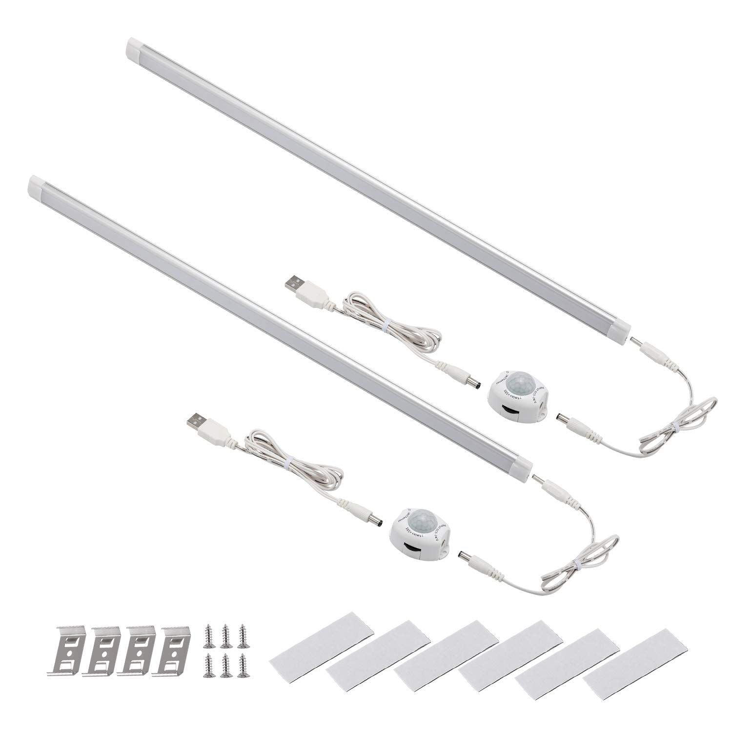 Premium Motion Sensor USB Cabinet Lights – Natural White 20 Inch 2 Pack