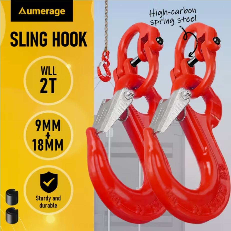 Premium 2T Sling Hook & Hammerlock Kit - Red, 2 Sets