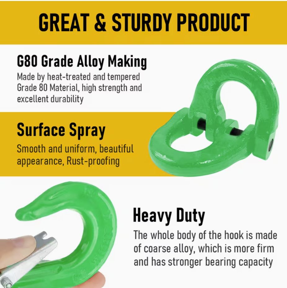 Premium 3.15T Sling Hook & Hammerlock Kit - Green, 2 Sets
