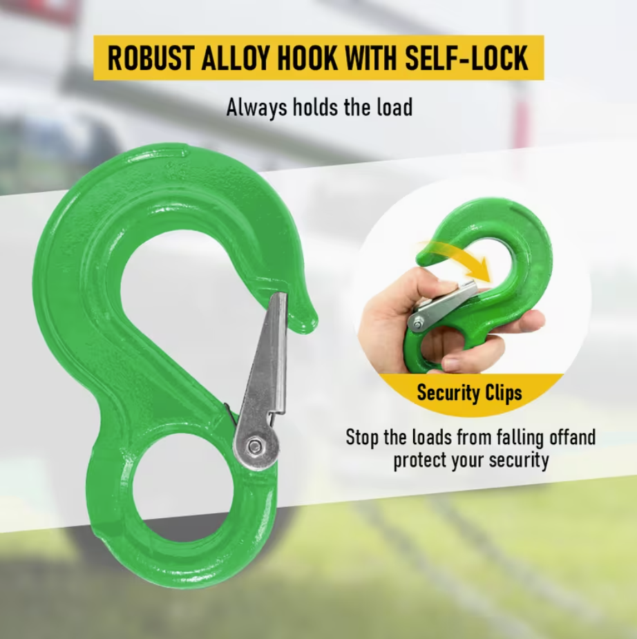 Premium 3.15T Sling Hook & Hammerlock Kit - Green, 2 Sets