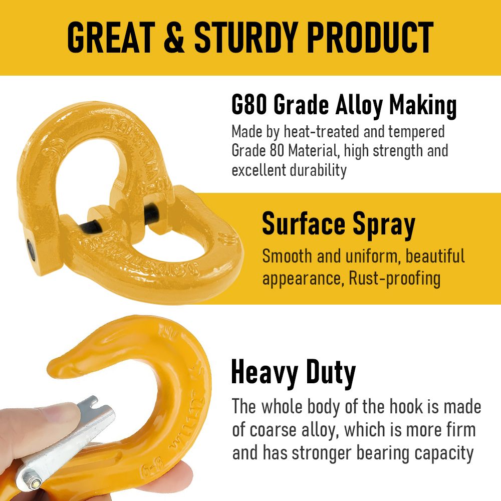 Premium 3.15T Sling Hook & Hammerlock Kit - Yellow, 2 Sets