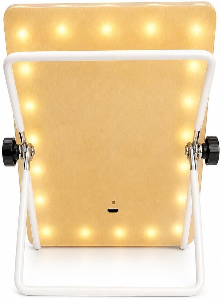 LED Vanity Makeup Mirror Gift Set with Dimmable Light Adjustable Stand and Rechargeable Design