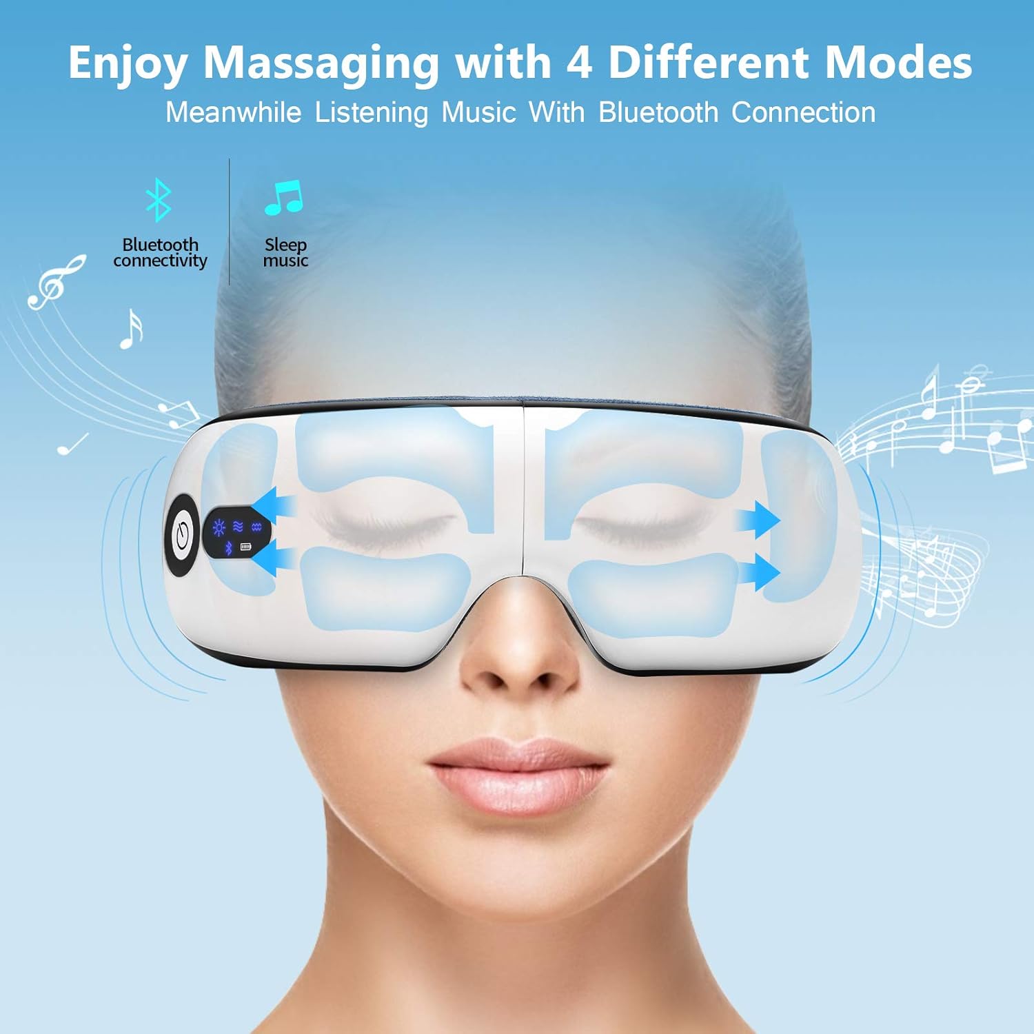 Smart Heated Eye Massager with Bluetooth Music Air Pressure Vibration and Warm Compress