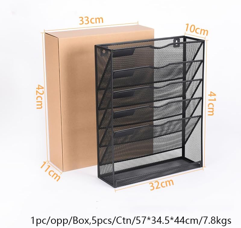 6 Tier Desktop File Organiser, Wall Mount Magazine Rack, Mesh Desk Organizer, Vertical Hanging Document Tray for Stationery, Mail, Paper and Letter Envelope, Book Holder - SuperSaverAU - view 2