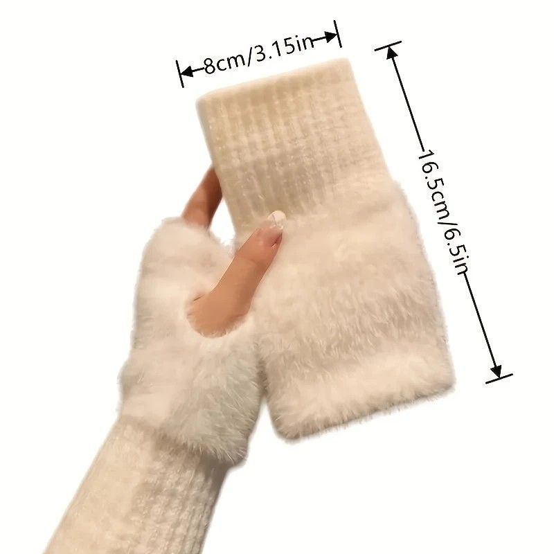 Women's Comfortable Fingerless Gloves - Soft, Warm, and Fashionable Pure White Winter Gloves, Suitable for Cold Weather or Casual Wear, Hand Washable, Ladies' Gloves..khaki - SuperSaverAU - view 12
