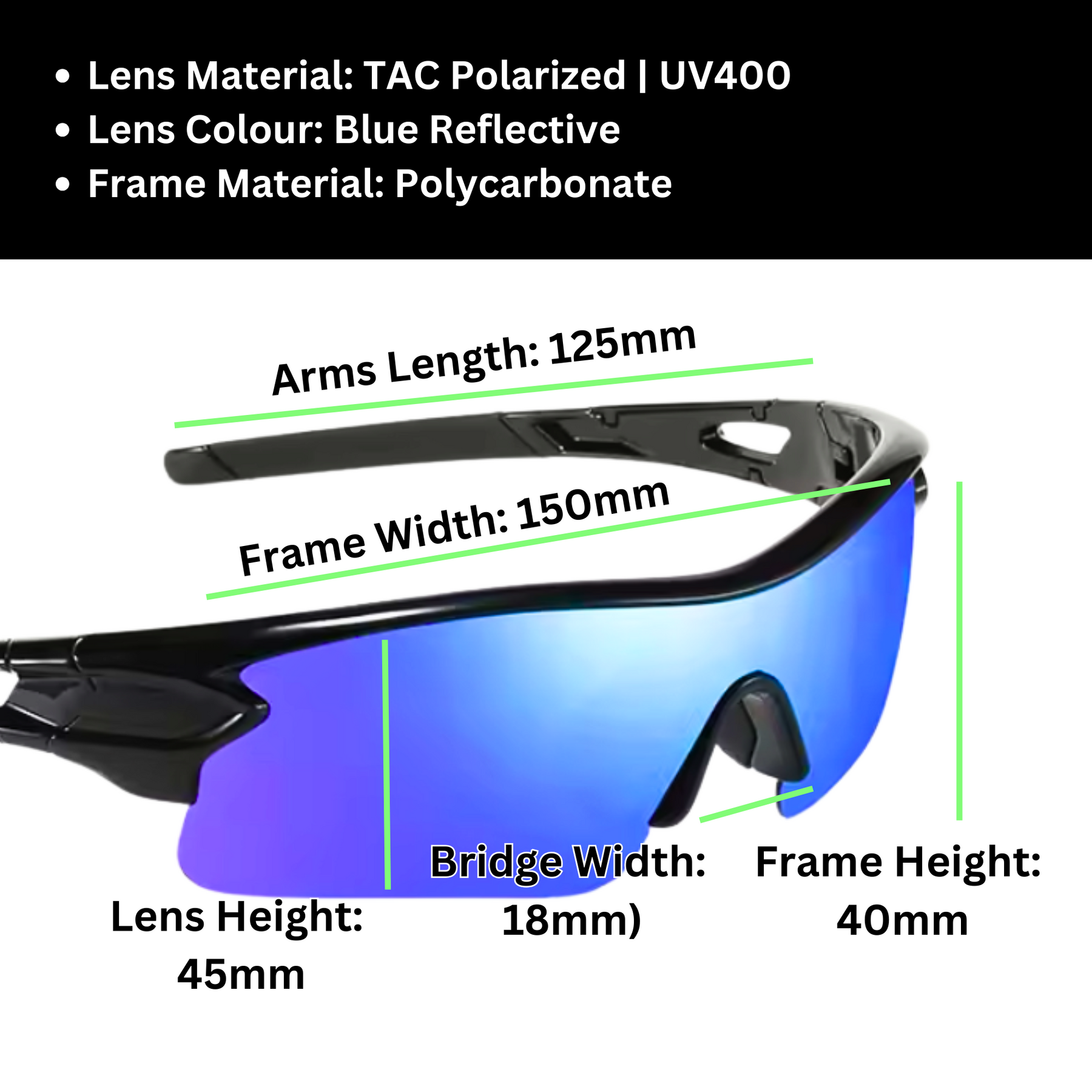 Sportiq OptiView Sky Blue Polarised UV400 Sport Sunglasses