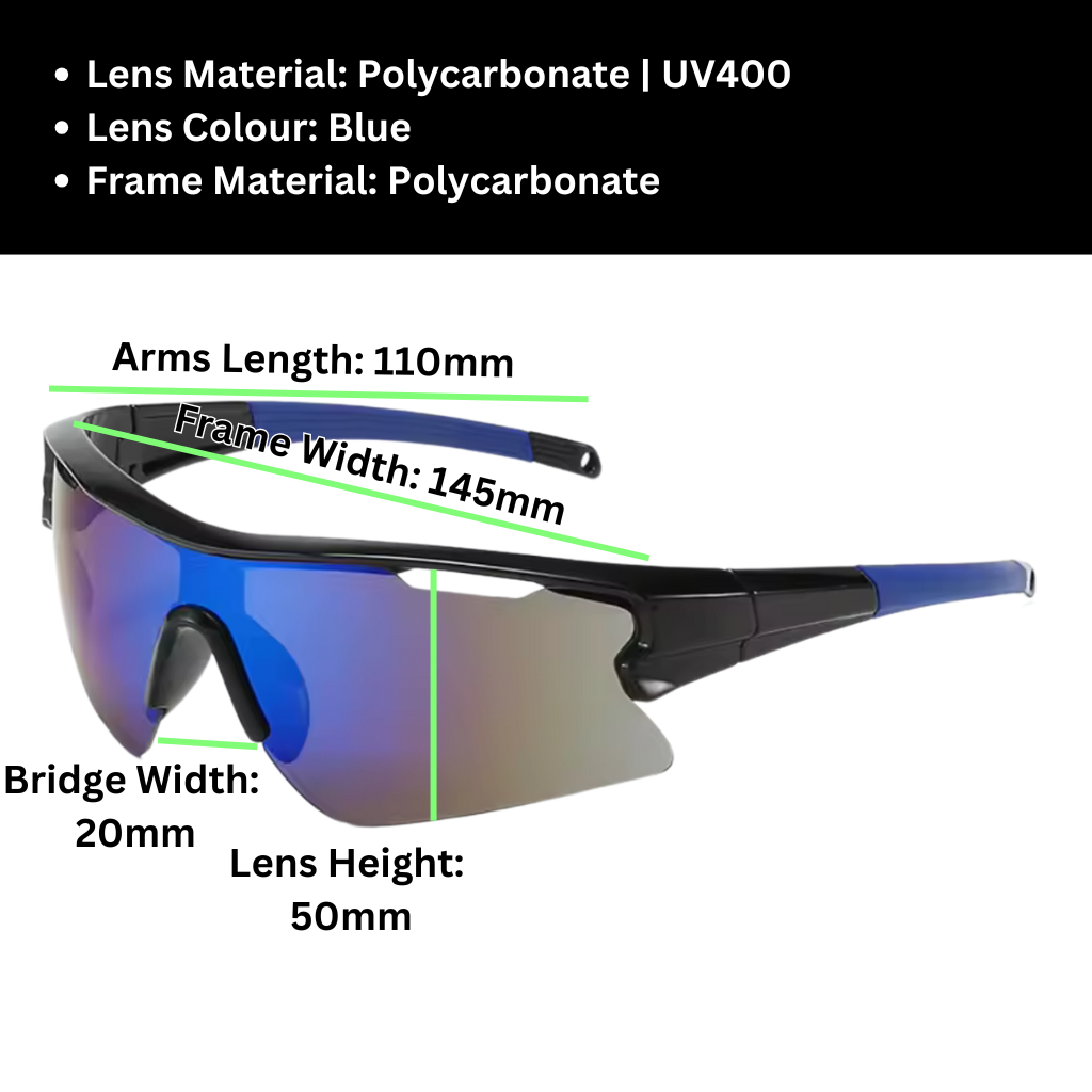 Sportiq Vector Tempest UV400 Sport Sunglasses with Blue Reflective Lens