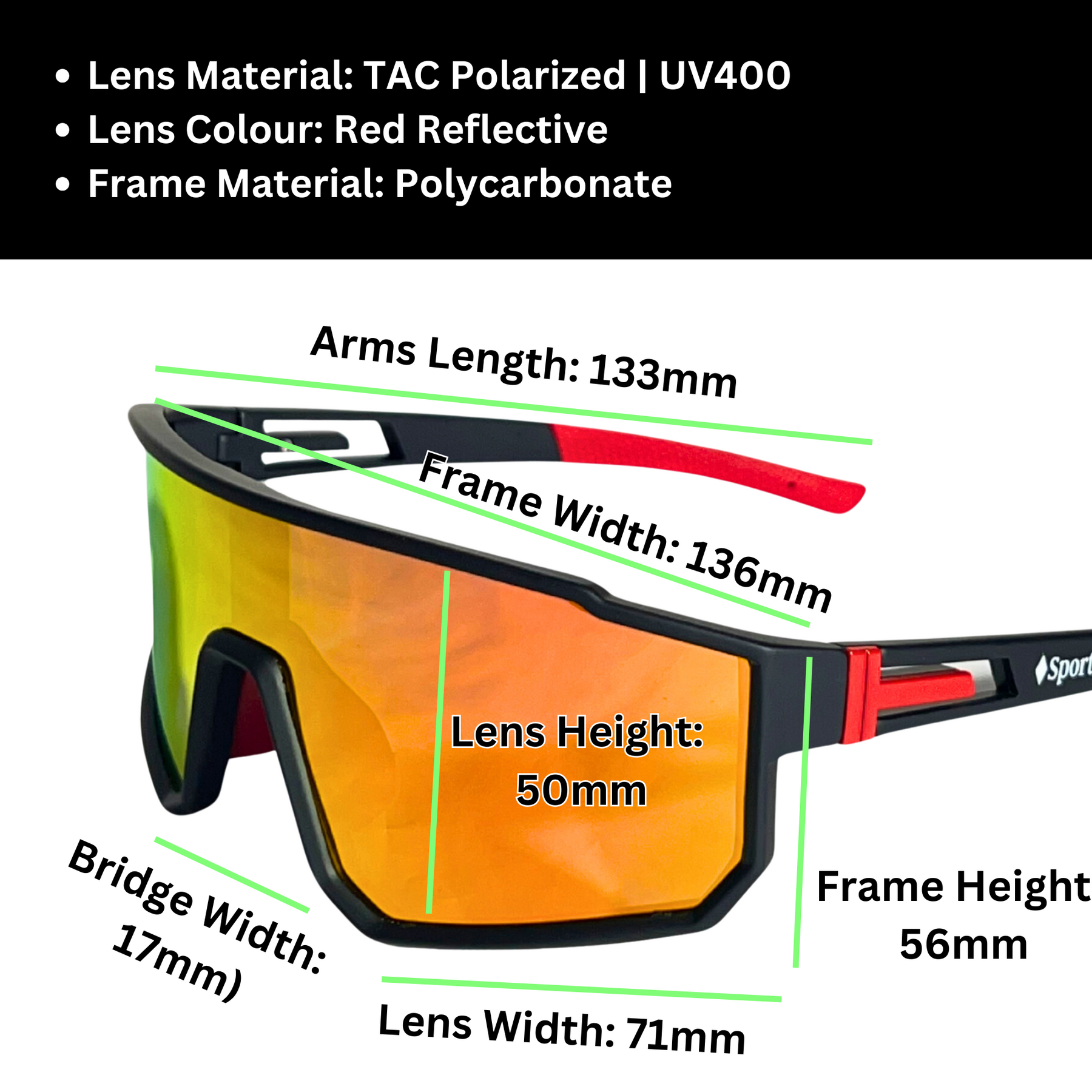 Sportiq VividShield Molten Polarised UV400 Sport Sunglasses