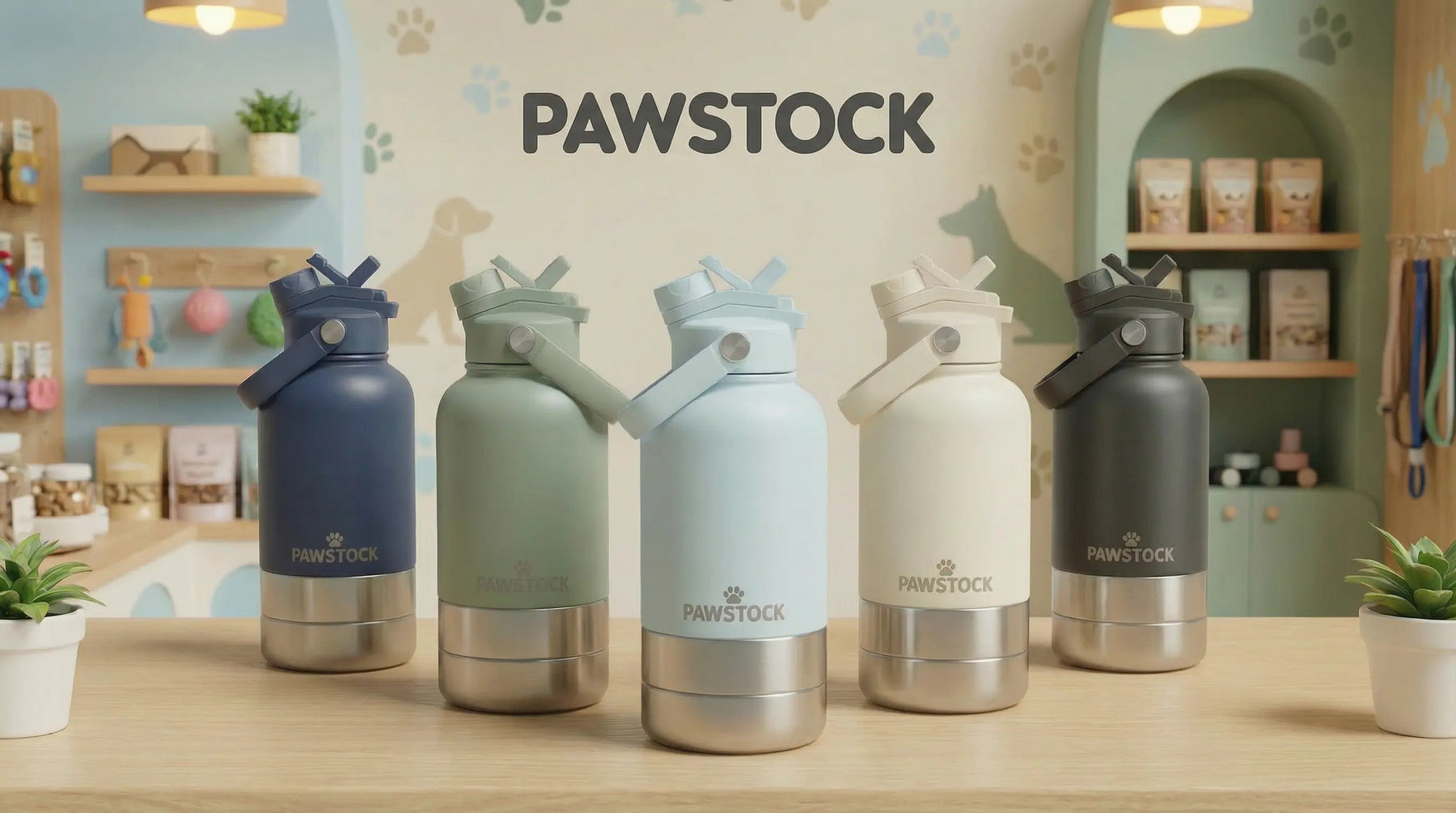 Pawstock 3-in-1 Insulated Dog Water Bottle with Dual Bowls – 1L Stainless Steel Travel Bottle-Rainforest Green - SuperSaverAU - view 4