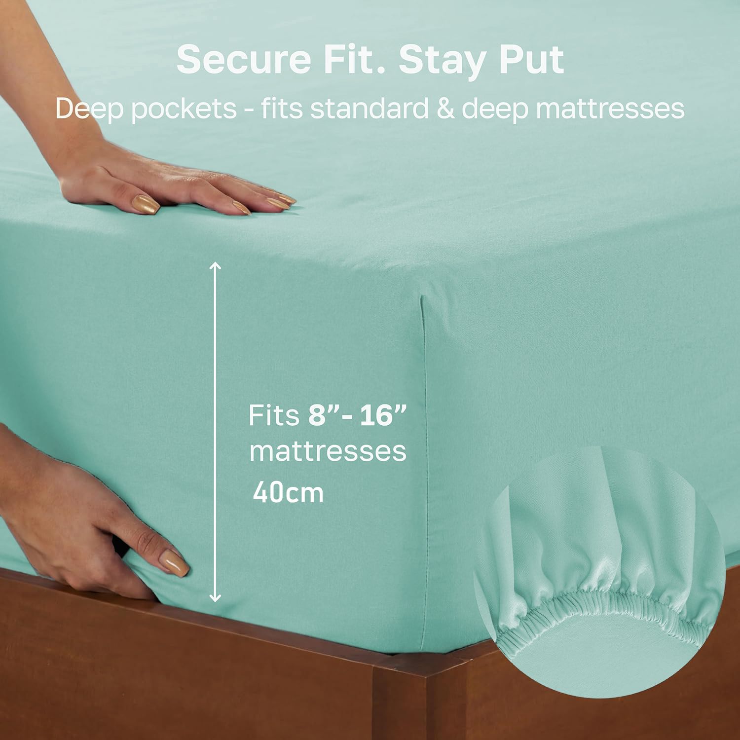 Hotel Quality 2 Piece Ice Blue Microfiber Fitted Sheet Set - Double