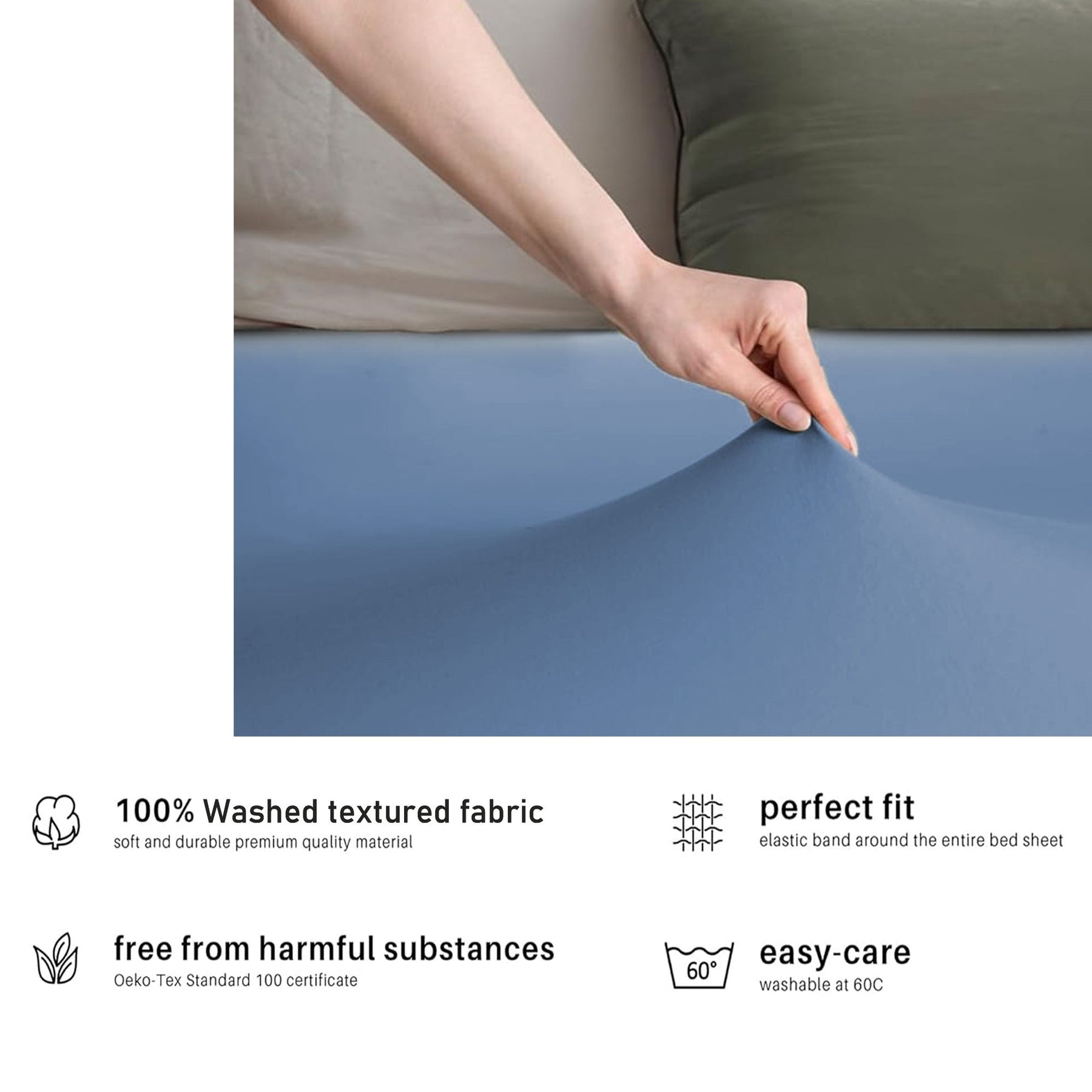 Hotel Quality 2 Piece Ocean Microfiber Fitted Sheet Set - Double