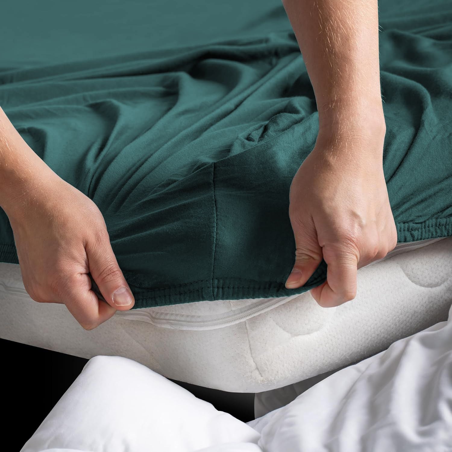 Hotel Quality 2 Piece Biscay Blue Microfiber Fitted Sheet Set - Double