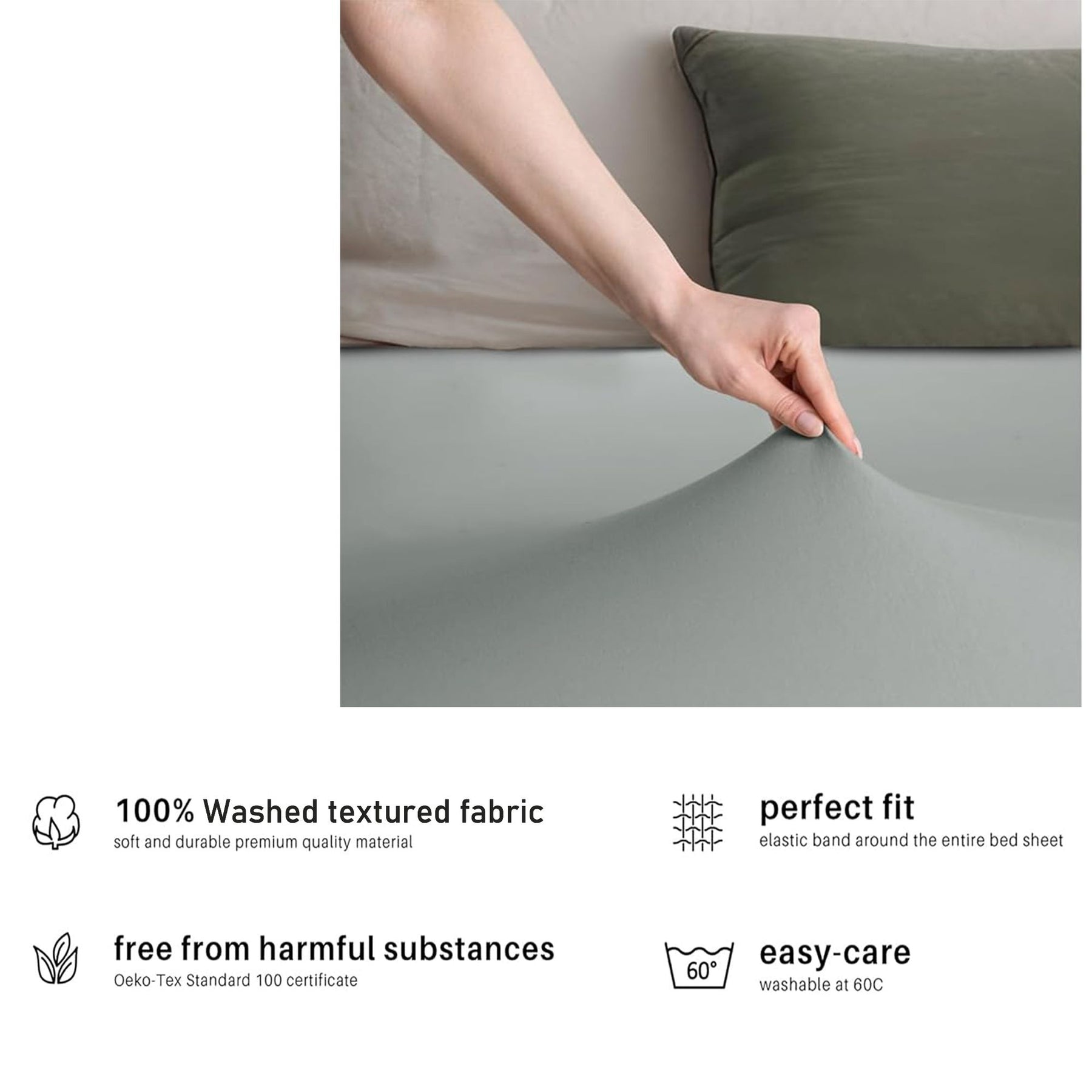 Hotel Quality 2 Piece Silver Gray Microfiber Fitted Sheet Set - Double