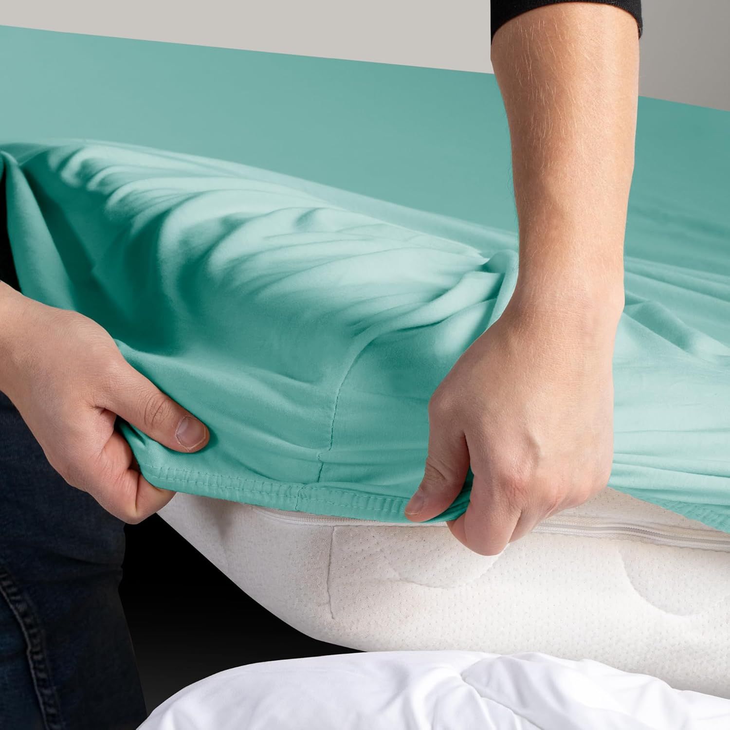 Hotel Quality 2 Piece Ice Blue Microfiber Fitted Sheet Set - King Single