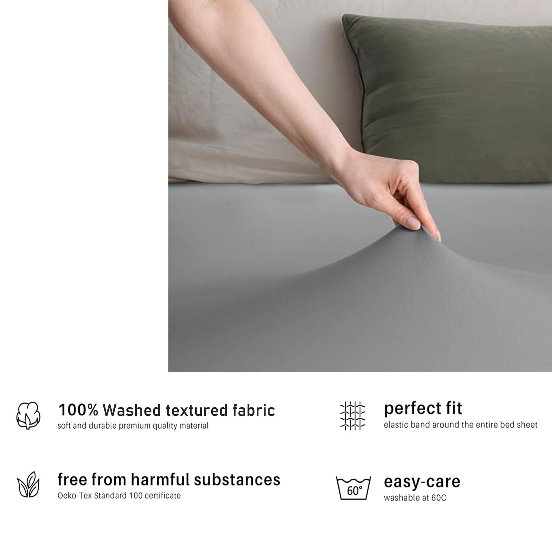 Hotel Quality 2 Piece Grey Microfiber Fitted Sheet Set - King Single