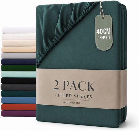 Hotel Quality 2 Piece Biscay Blue Microfiber Fitted Sheet Set - King Single